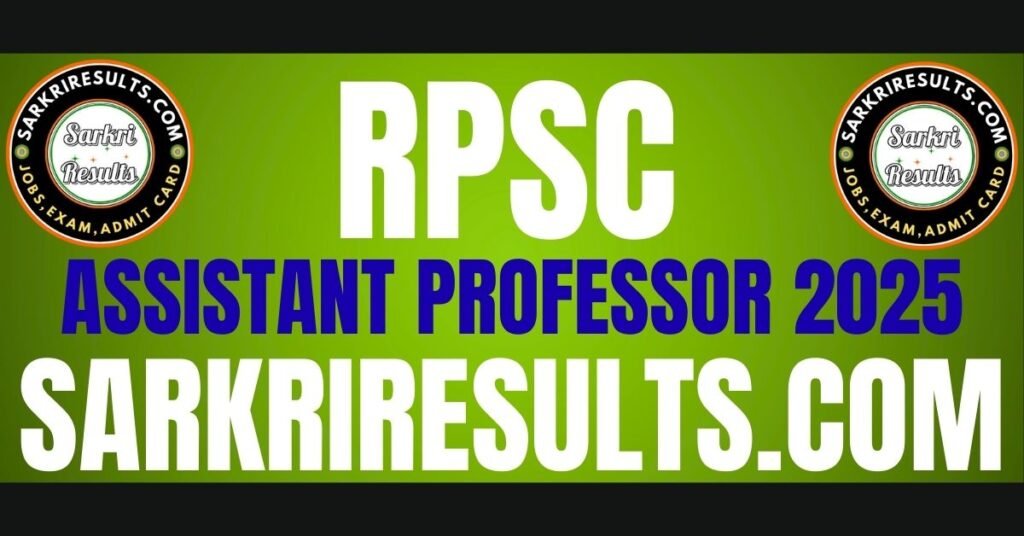 RPSC Assistant Professor Online Form 2025 1 RPSC Assistant post 2025
